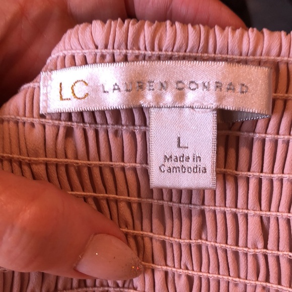 Lauren Conrad dusty pink w black accents strappy  sleeveless top cami L - Picture 7 of 8